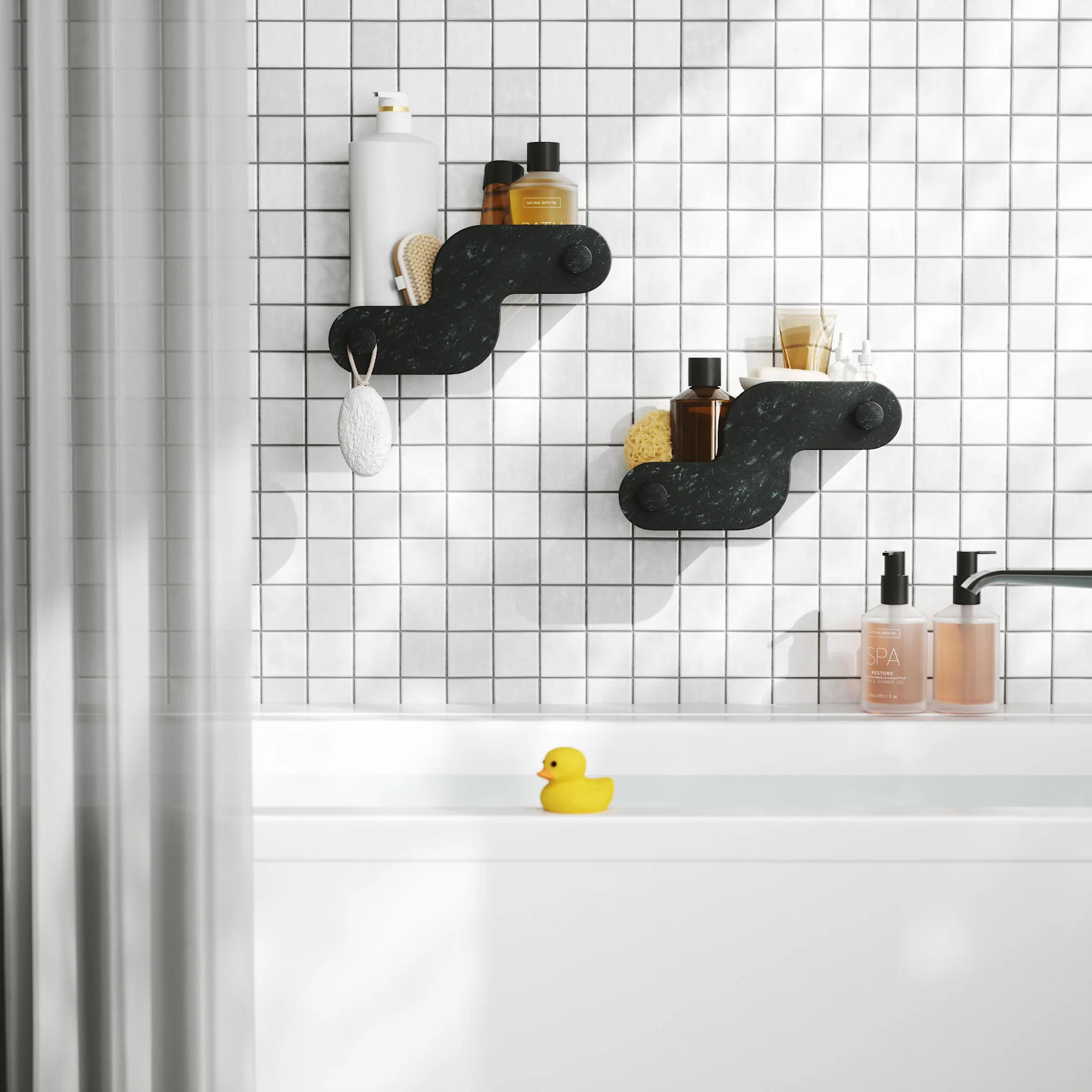 Nami Adhesive Shower Bins, Set of 2 - Image 12