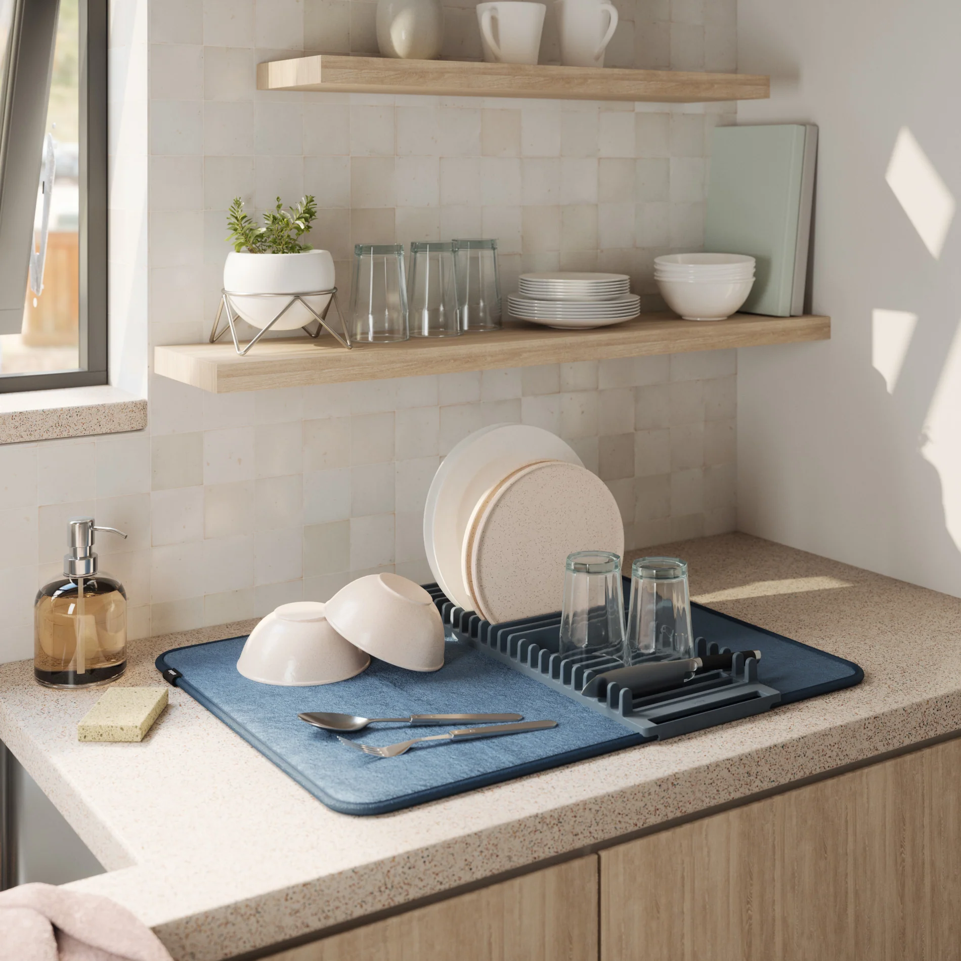 UDry Dish Drying Rack with Mat - Image 7